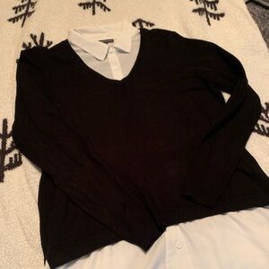 Women’s black sweater with blouse 
Size Large